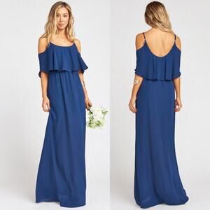 Show‎ me Your Mumu Caitlin Ruffle Navy Maxi Dress
